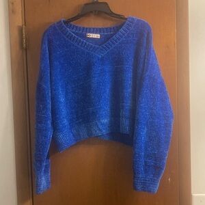 SO Women's V-Neck Sweater in Rich Blue